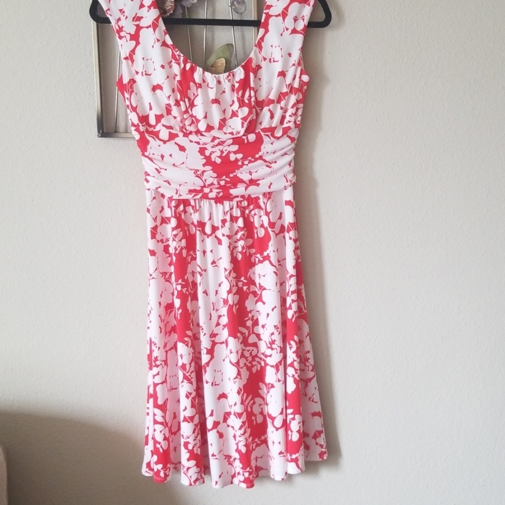 Red and White Floral Dress